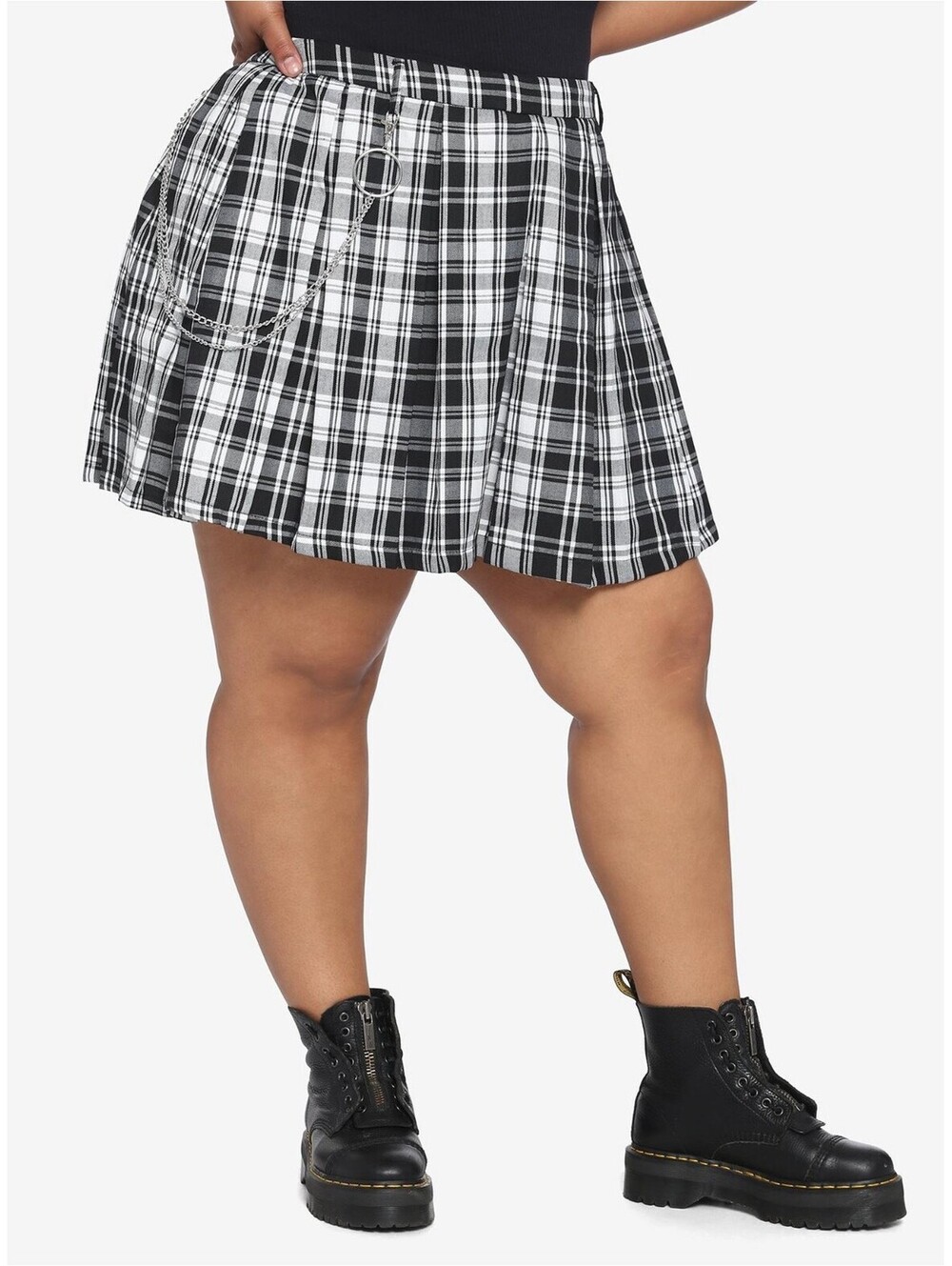 Hot Topic Black & White Plaid Skirt Plus Sz 3X - Emocore Scene Grunge
